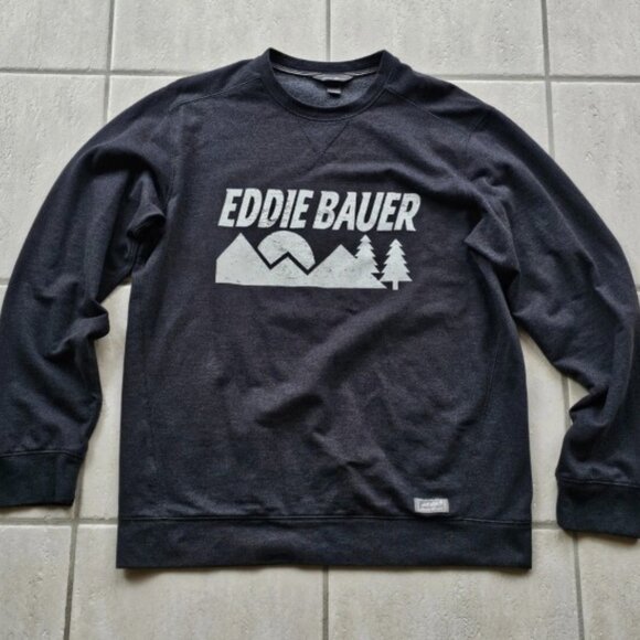 Mens Eddie Bauer Signature Fleece Sweatshirt Sweater Tall Large TL Gray - Picture 1 of 1